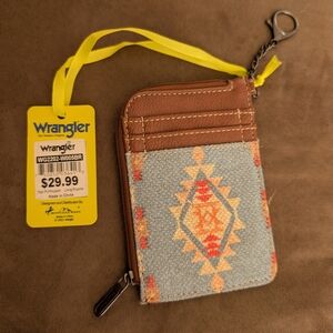 Wrangler Brown and Blue Geometric Cardholder Wallet